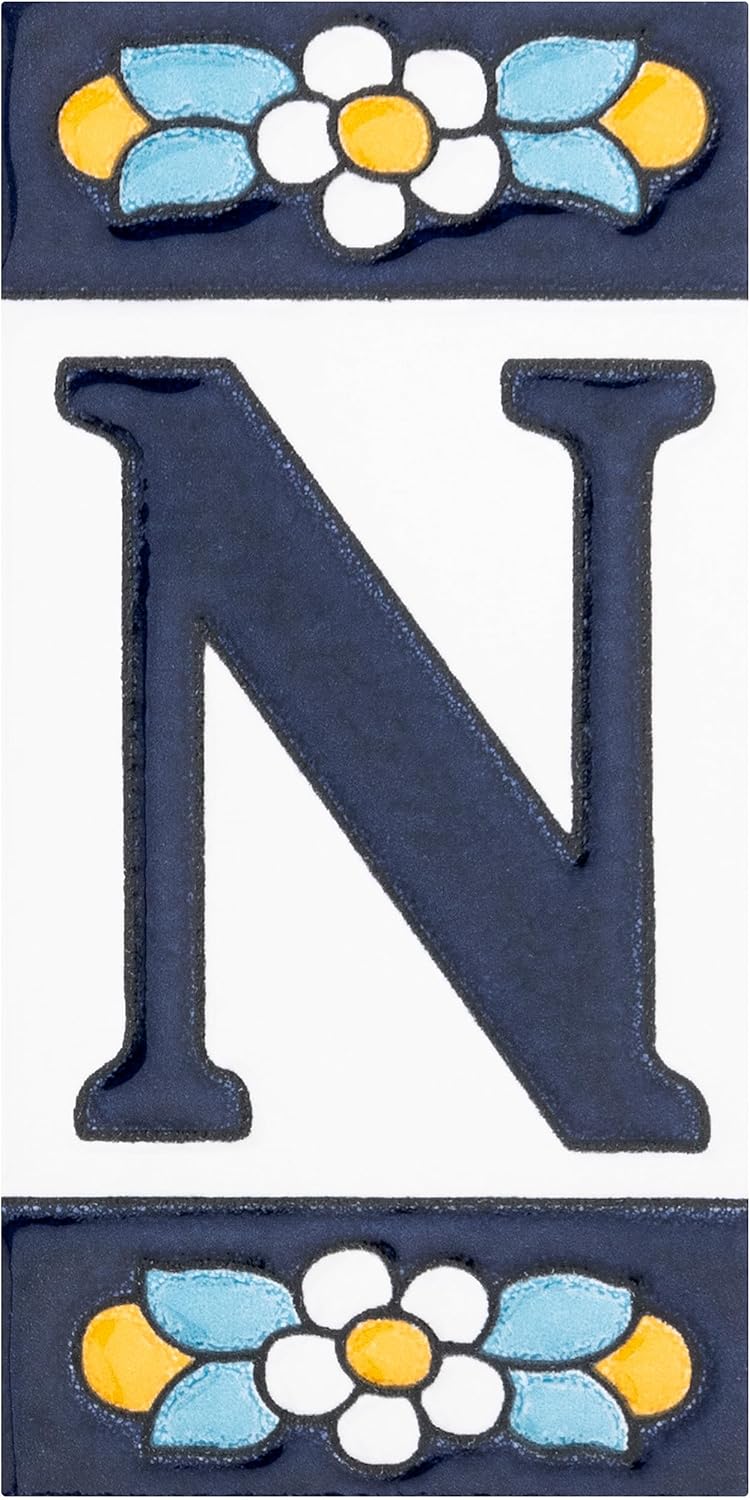 Merola Tile Sevillano Flora Address Letters N 2-1/8" x 4-3/8" Ceramic Wall Tile - Image 1